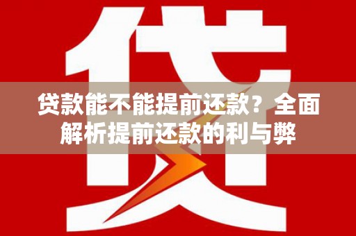 镇康贷款能不能提前还款？全面解析提前还款的利与弊
