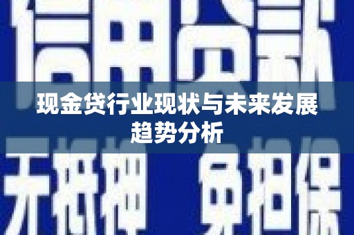 镇康现金贷行业现状与未来发展趋势分析