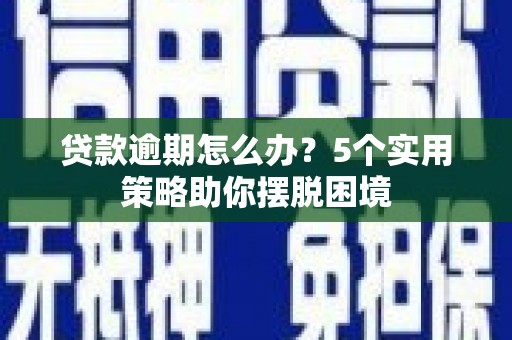 镇康贷款逾期怎么办？5个实用策略助你摆脱困境