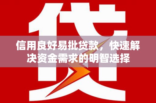 镇康信用良好易批贷款，快速解决资金需求的明智选择