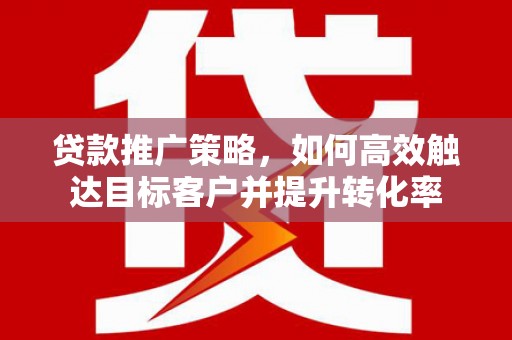镇康贷款推广策略，如何高效触达目标客户并提升转化率