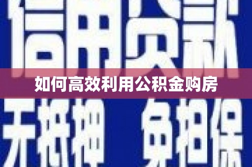 镇康如何高效利用公积金购房