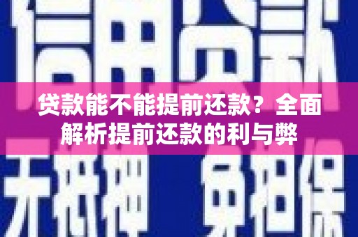镇康贷款能不能提前还款？全面解析提前还款的利与弊